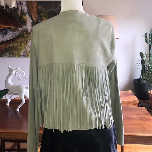 Suede Fringe Jacket. Dove grey S - Picture 7 of 10